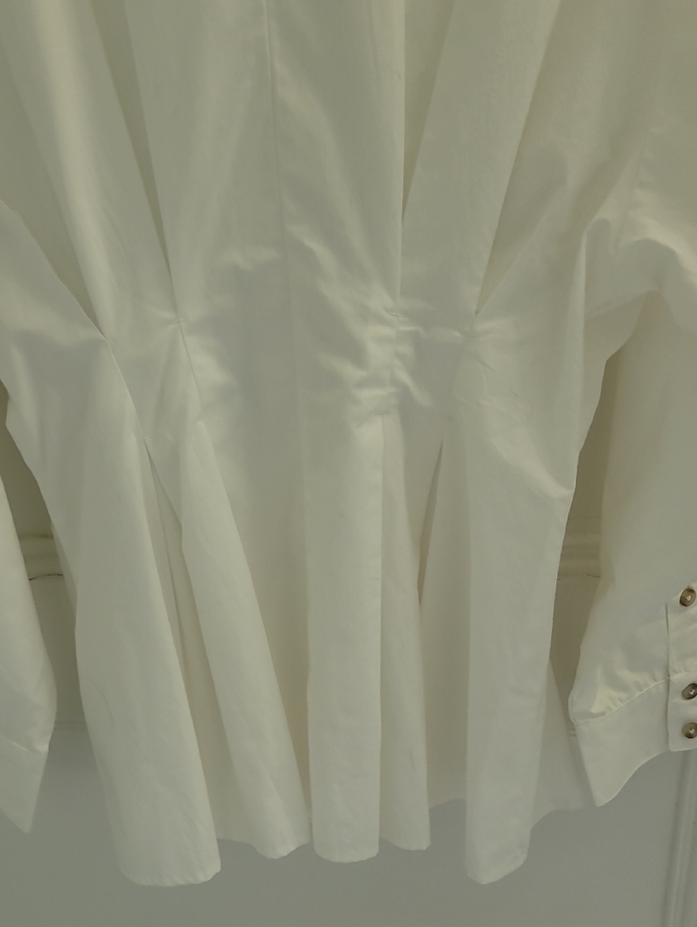 NWT By Anthropologie Belted Buttondown Shirt Women's Size 8 White Cotton Peplum - Picture 12 of 13